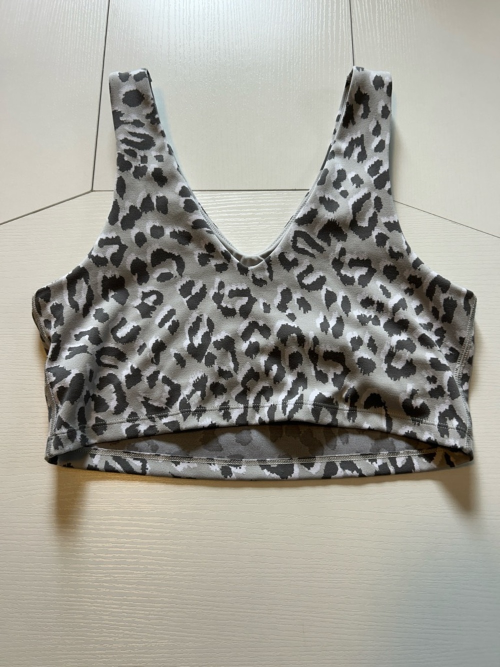 Grey Leopard Print Crop Tank Top - Women's Athletic Crop